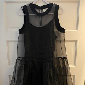 BHLDN Anthropologie Kendall Organza Black Mini Dress - Size M